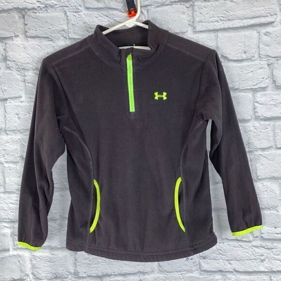 Under armour 1/4 zip Longsleeve fleece pullover w/front pockets grey sz 6 boys - Picture 1 of 7